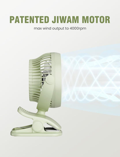 Shinebella AA Battery Powered Clip on Fan with 4-Speed, 5’’ Small Desk Fan with Aroma Function, USB Powered, 360°Rotation, Ultra Quiet, for Golf Cart, Stroller, Bedroom,Car(Batteries Not Included)