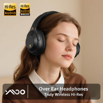 YMOO Bluetooth 5.3 Hybrid Active Noise Cancelling Headphones for Airplane Travel, Wired and Wireless ANC Headphones, 80H Playtime Over Ear Headphone, Low Latency Bluetooth Headset with Mic for Adults