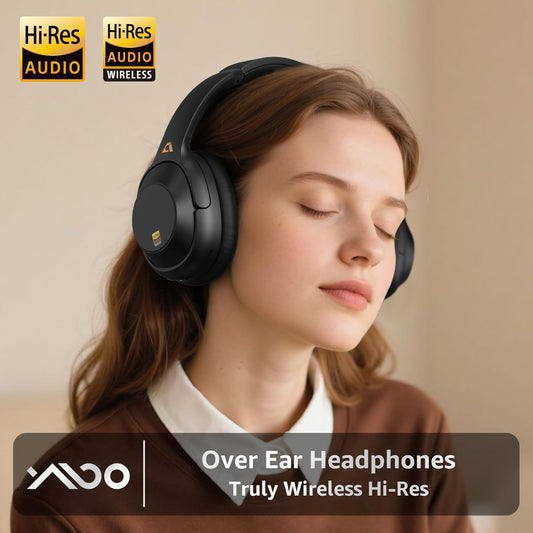YMOO Bluetooth 5.3 Hybrid Active Noise Cancelling Headphones for Airplane Travel, Wired and Wireless ANC Headphones, 80H Playtime Over Ear Headphone, Low Latency Bluetooth Headset with Mic for Adults