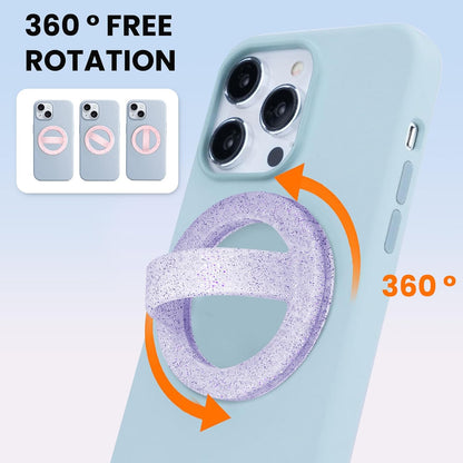 Magnetic Silicone Ring Grip Phone Holder, Loop Grip Phone Holder,Magnetic Phone Loop,Magsafe Phone Grip,Compatible with Magsafe for iPhone 16/15/14/13/12 Series (Purple Sparkle)