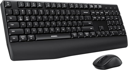 seenda Bluetooth Keyboard and Mouse, COE200 USB + Bluetooth Multi Device, Ergonomic Keyboard Mouse Set, Full-Size Wireless Combo Compatible for Mac OS/Windows PCs Computers Laptops MacBooks - Black