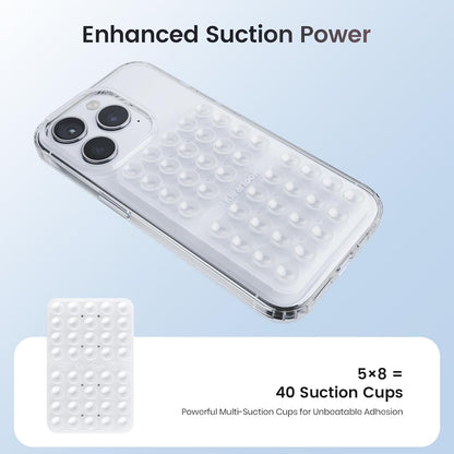 Klearlook 4Pack Silicone Suction Cup Phone Case Mount Double Sided, Sticky Phone Grip for Cell Phone, Hands-Free Phone Accessories for Selfies and Videos, Clear & Light Pink & Light Blue & Black