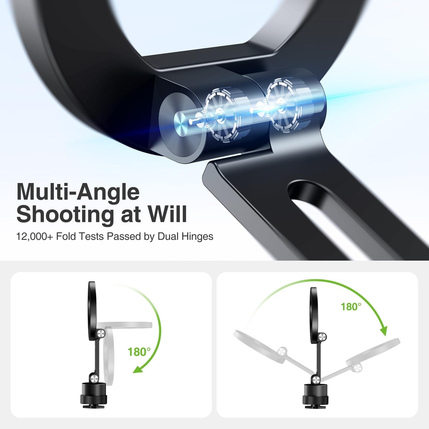 elitehood Magnetic Phone Tripod Mount for Magsafe, Aluminum iPhone Tripod Mount Adapter with 1/4” Screw, Cold Shoe Phone Holder for Camera, Compatible with iPhone 16/15/14/13 Series