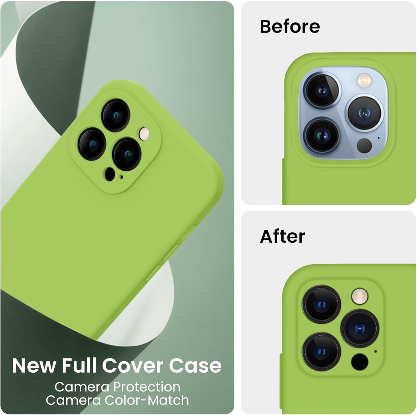 FireNova Designed for iPhone 13 Pro Max Case, Silicone [Camera Protection] Phone Case with [2 Screen Protectors], Soft Anti-Scratch Microfiber Lining Inside, 6.7 inch, Sprout Green