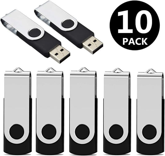 Aiibe 10 Pack 8GB USB Flash Drive Flash Drives USB 2.0 Thumb Drive Memory Stick Zip Drives Bulk (8GB, 10 Pack, Black)