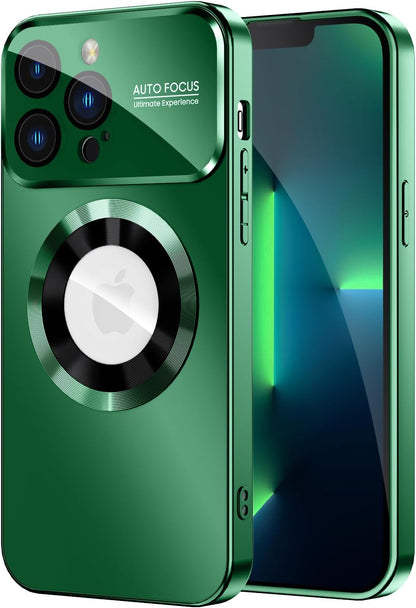 Magnetic for iPhone 13 Pro Case, Built-in Camera Lens Protector, Compatible with MagSafe, Logo View, Military Grade Protective Phone Cover, Dark Green
