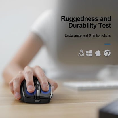 TECKNET Wireless Mouse Rechargeable, 2.4G USB-A Silent Mouse, Quiet Click, 6 Adjustable 4800 DPI, Cordless Computer Mice, Ergonomic Mice for Laptop, 6 Buttons for Chromebook, Ergo Grip - Black