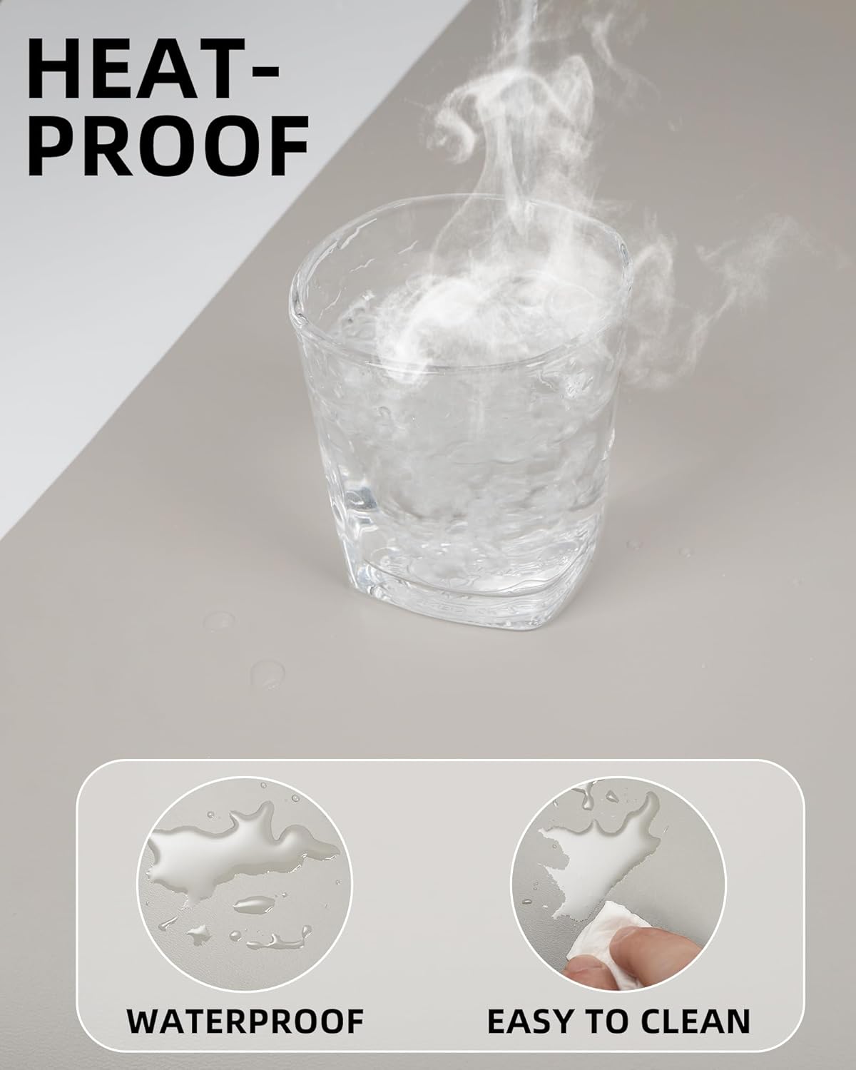 Leather Desk Pad Protector,Mouse Pad,Office Desk Mat, Non-Slip PU Leather Desk Blotter,Large Desk mat,Waterproof Keyboard mat for Office/Home/Decor (Light Grey,48" x 24")