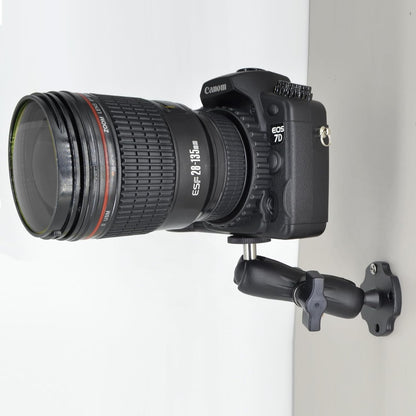 Heavy-Duty Camera Wall/Desktop Mount with 1/4"-20 Thread, Aluminum Alloy Arm, Dual Ball Heads, 1-Inch TPU Ball, Free Rotation,Compatible with DSLR, CCTV, RAM B System