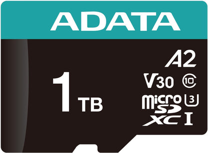 ADATA Premier Pro 1TB MicroSDXC UHS-I U3 V30 Class 10 A2 MircoSD Memory Card with Adapter AUSDX1TUI3V30SA2-RA1