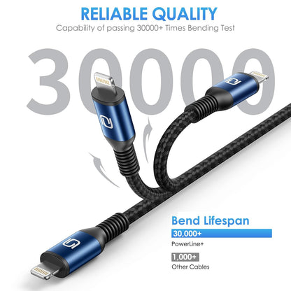 iPhone Charger Cable [Apple MFi Certified] 3Pack 3FT USB-A to Lightning Cable Nylon Braided Fast Charging Cord Compatible with iPhone 14/13/12/11 Pro Max/XR/XS/X/8/7/Plus/6S iPad/iPod/AirPods