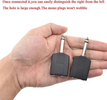 Hahiyo 6.35 M-2x6.35 F-TS Stereo Plug Interconnect Audio One Male 6.35mm(1/4 inch) and Two Females 6.35mm(1/4Inch) Adapter Splitter Good Signal Sound Snap Tight Not Wobble for Guitar Black 2pcs