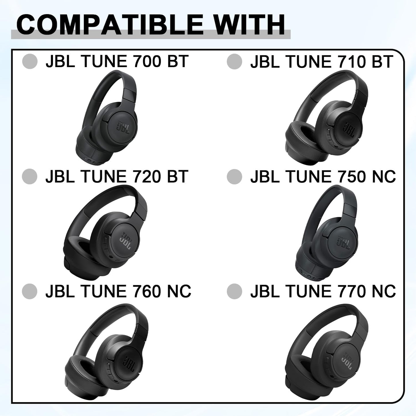 Replacement Ear Pads for JBL Tune 700(700BT)/710(710BT)/720(720BT)/750(750BT,750BTNC)/760(760NC)/770(770NC) Headphones, Headset Ear Cushions, Headset Earpads, Ear Cups Cover-Blue