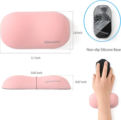 UnivoColors Design-Wave Set of Wrist Rest,Artificial Sheepskin+Memory Foam+Ergonomic+Anti-Slip Gel, Resilience Support During Work and Gaming,Keyboard Accessory,Pink