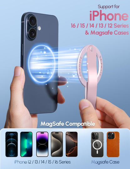 MagSafe Phone Grip for iPhone - Magnetic Phone Ring Holder Detachable for iPhone 16 - Comfortable Finger Phone Loop Grip for Apple 15/14/13/12,Pink
