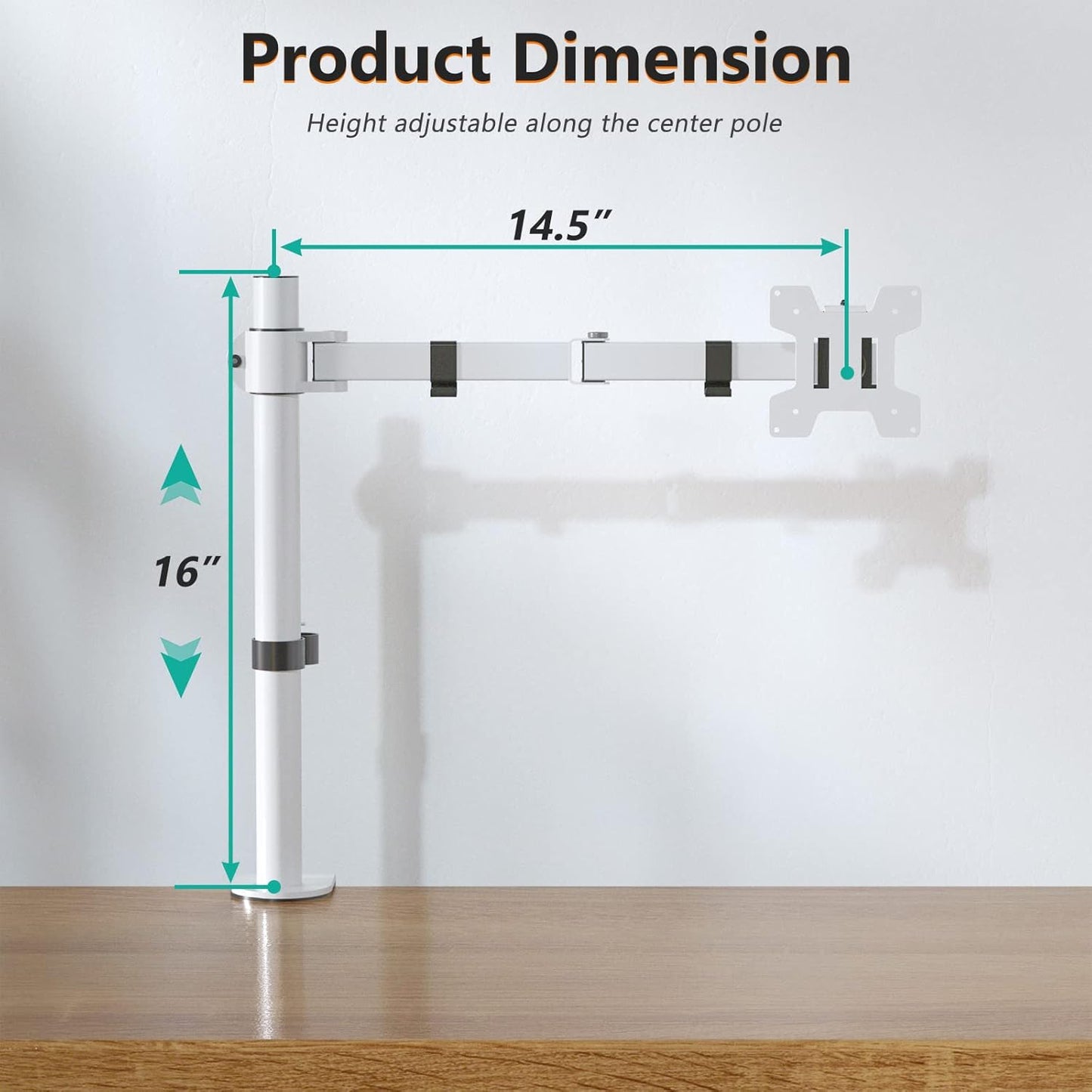 WALI Monitor Arm Mount for Desk, Single Computer Desk Mount, Monitor Bracket Mount Stand Single, up to 32 inch, 22 lbs (M001-W), White