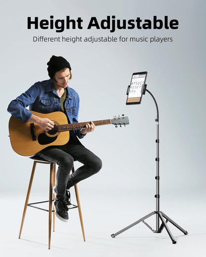 Weilisi Heavy Duty Tablet Tripod Stand 82” Tall, Floor Stand with Remote and Adjustable Gooseneck for Watching/Stream/Recording, Tripod for iPad Pro 12.9”/Kindle/iPhone, and All 4.5-13” Tablet/Phone