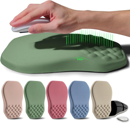 Ergonomic Raised Mouse Pad Wrist Support with Bilateral Slope Memory Foam Mousepad for Wrist Rest and Carpal Tunnel Pain Relief 11.8x7.9〃 Green