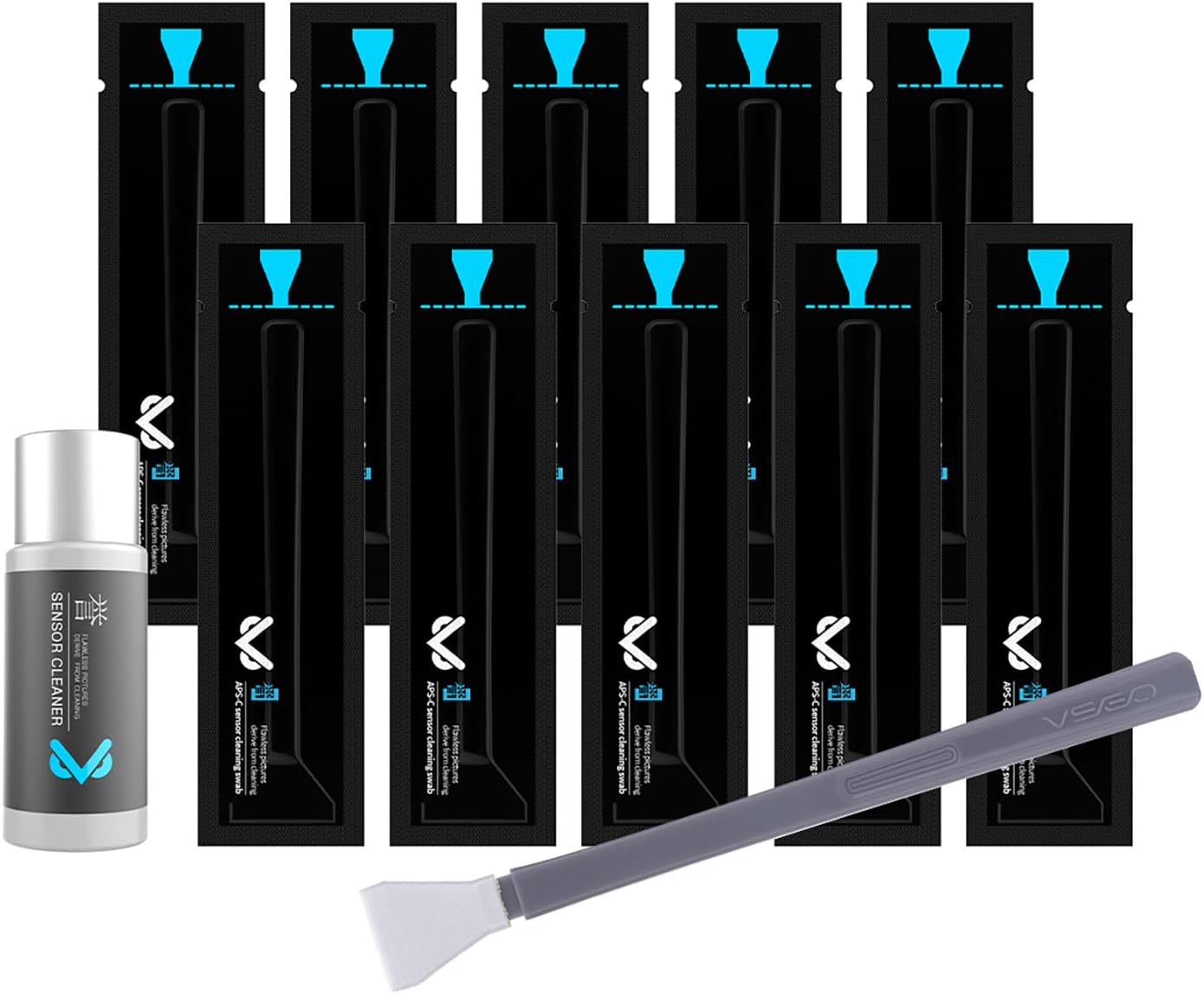 VSGO VS-S02-E APS-C Digital Camera Sensor Cleaning Kit Clean Swab × 10 with Sensor Cleaner Solution for Nikon Canon DSLR Cleaning