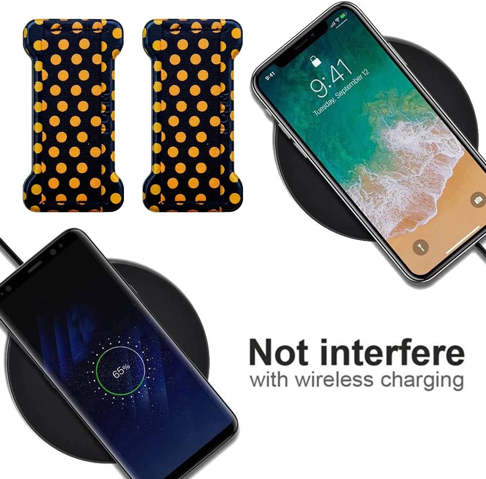 Phone Grip Holder for Hand, Universal Finger Strap Phone Holder, Finger Selfie Grip Compatible with Most Smartphones (Dot Yellow) - 2Pack