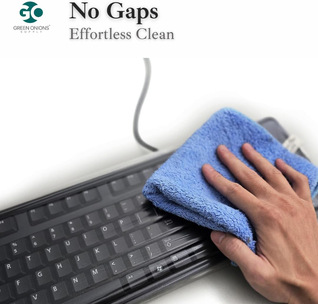 Green Onions Supply[3 Pack] Universal Fully Covered Flat Style 0.025mm Wipeable Superb Tactile Feeling Waterproof Anti-Dust Keyboard Cap Cover for Desktop Keyboard with Numeric Hospital/Dentist Use
