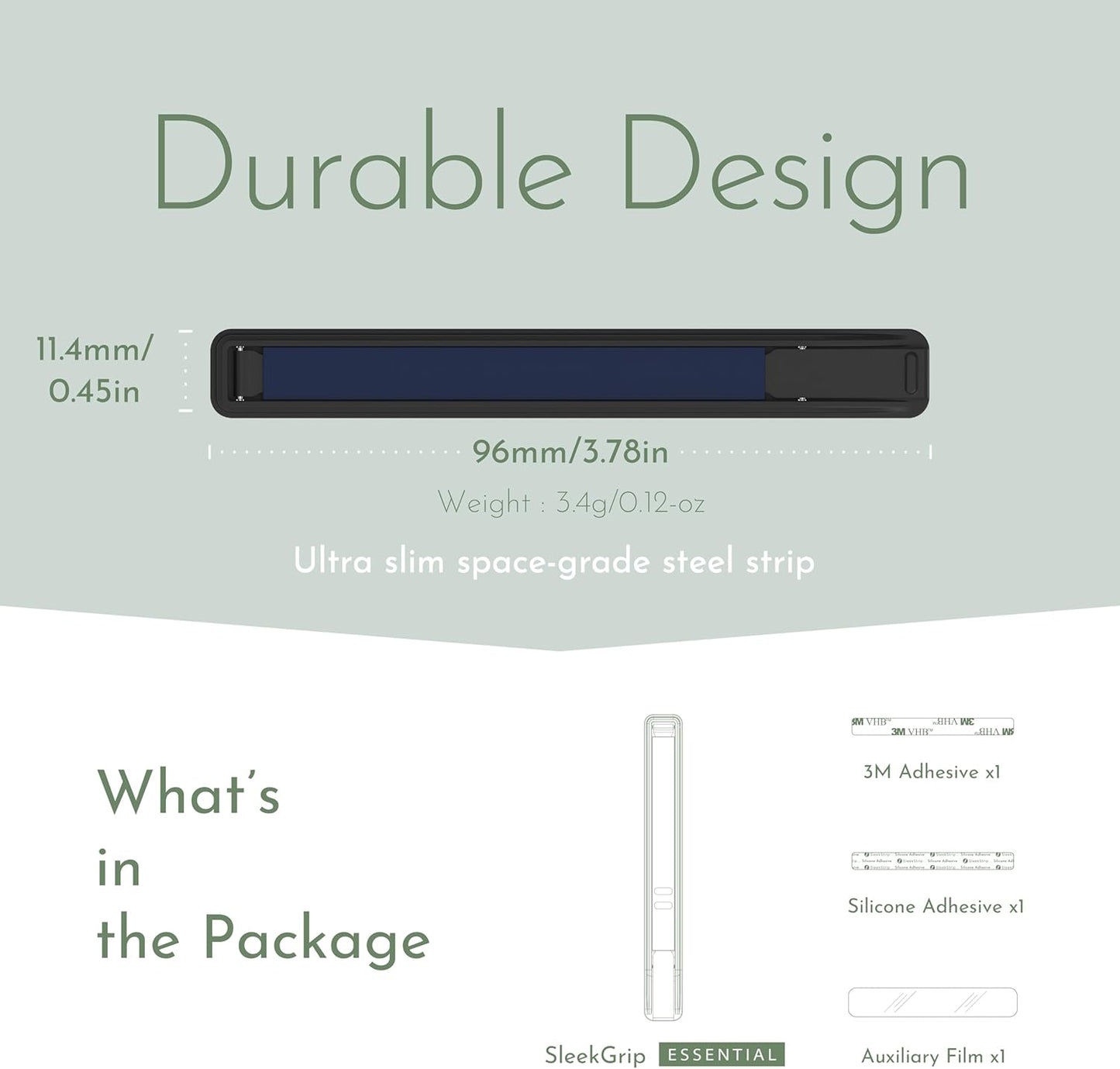 Phone Grip, Ultra Thin Cell Phone Grips Finger Holder Kickstand for Back of Phone, Loopy Case Swappable for Smartphones Wireless Chargers Car Mounts - SleekGrip Essential