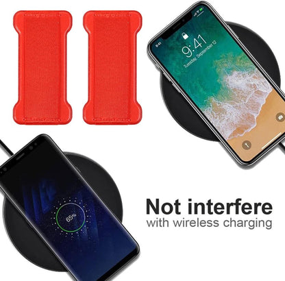 Phone Grip Holder for Hand, Universal Finger Strap Phone Holder, Finger Selfie Grip Compatible with Most Smartphones (Red) - 2Pack