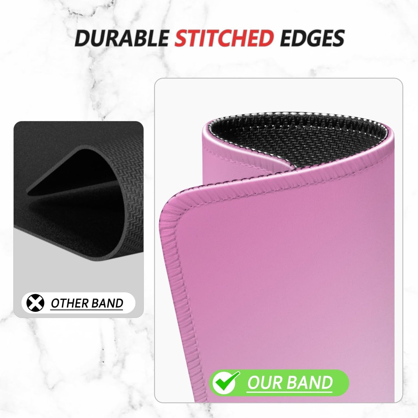 ITNRSIIET Mouse Pad Non-Slip Rubber Base Smooth Surface Stitched Edges Waterproof Durable Compatible with All Mice for Office & Gaming, Desk Accessory, 10.2x8.3x0.12 inch, Blush Gradient