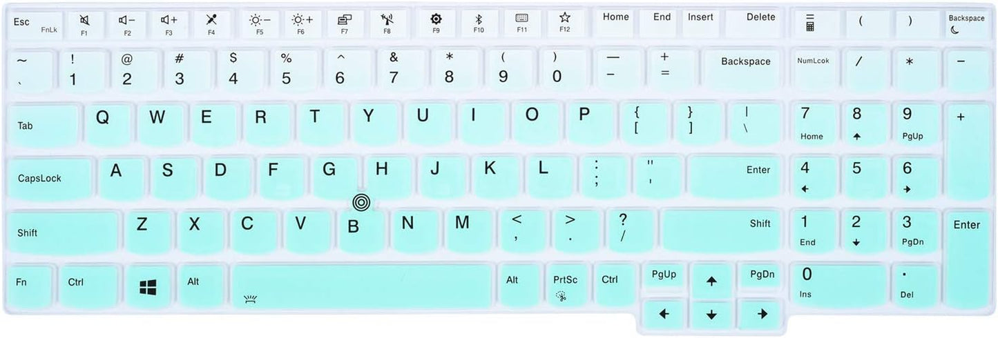 CaseBuy Keyboard Cover for 2022 15.6" Lenovo ThinkPad E15 Gen 4 3 2 T15 L15 T15p Gen 3 2 1 L15 P51s P52 P52s P53 P72 P73/ThinkPad E580 E590 E595 L580 L590/ThinkPad T570 T575 T580 T590, Gradual Mint