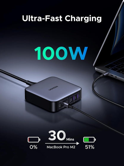 UGREEN 200W USB C Charger, Nexode 6-Port GaN Desktop Charger, USB C Charging Station for MacBook Pro/Air, iPad Pro/Air, iPhone 16/15/14, Galaxy S24 Ultra, Steam Deck