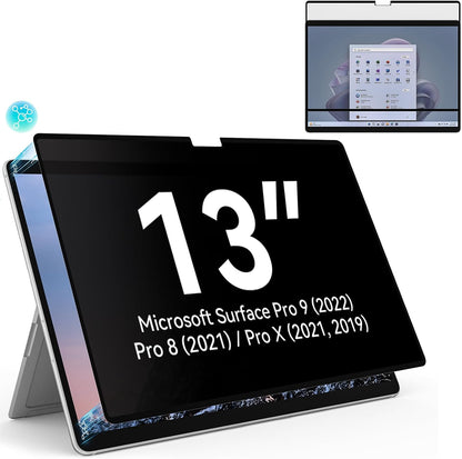 Privacy Filter Compatible with Microsoft Surface Pro 10 (2024) / 9 (2022) / 8 (2021) / X (2021, 2019), Easy On/Off 13 Inch Removable Anti Spy Glare Blue Light Privacy Screen