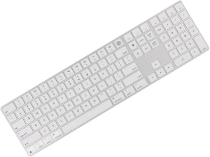 Allinside White Keyboard Cover for 2024 Mac Magic Keyboard with Touch ID and Numeric Keypad A3119 US Layout