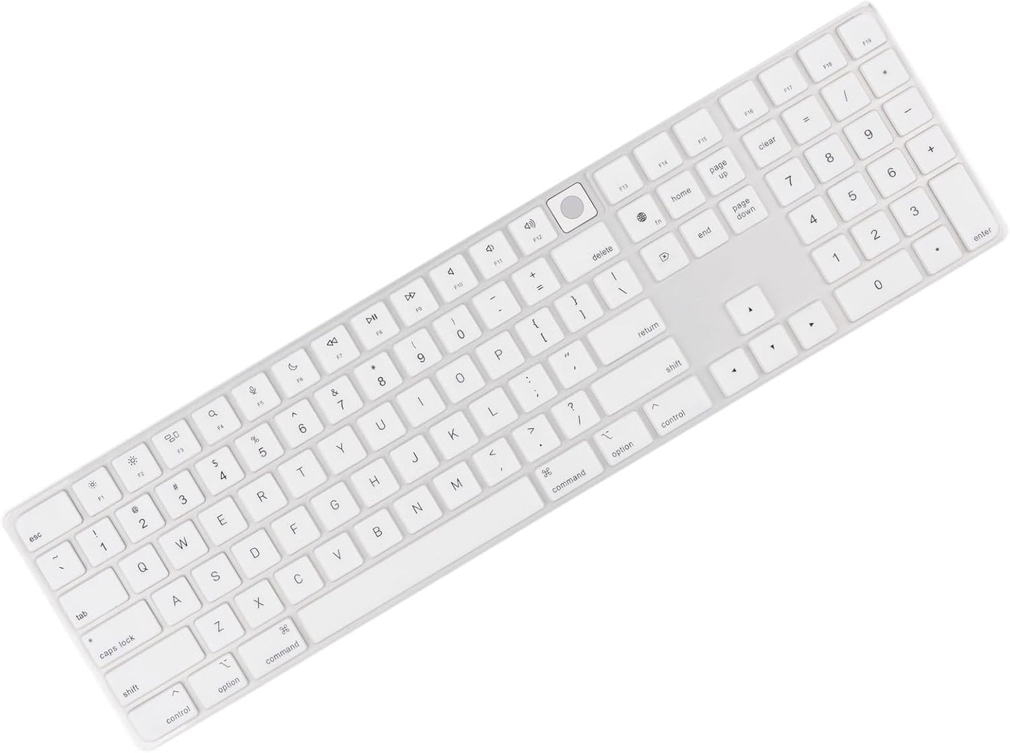 Allinside White Keyboard Cover for Mac Magic Keyboard with Touch ID and Numeric Keypad A2520 US Layout