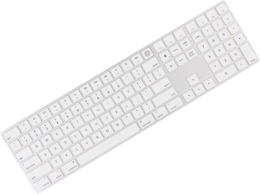 Allinside White Keyboard Cover for Mac Magic Keyboard with Touch ID and Numeric Keypad A2520 US Layout