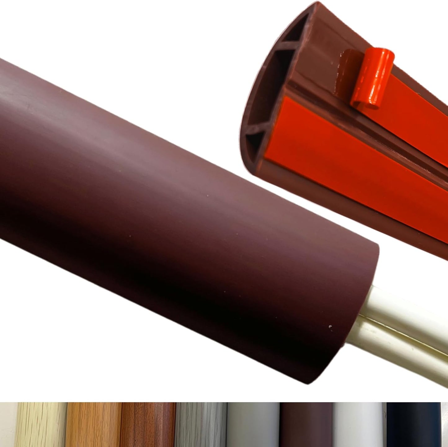 3.3ft Self Adhesive Floor Cord Cover,Heavy Duty Soft PVC Cable Protector and Extension Cord Hider,Cord Management System to Hide Wires on Floor,Cable Cavity:0.61" (W) x 0.32" (H) Brown