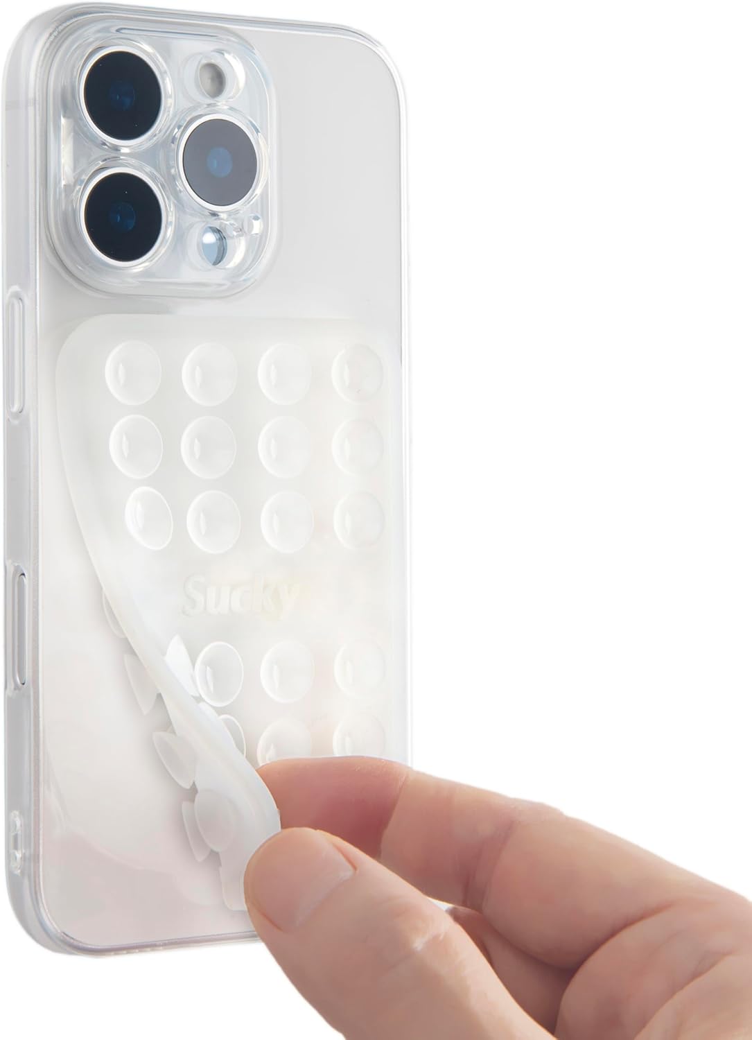 SUCKY Double Sided Suction Phone Octo Cup Buddy Mount - Anti-Slip Holder, Hands-Free Phone Accessory for iPhone and Android - Sticky Grip for Selfies, Videos - Clear