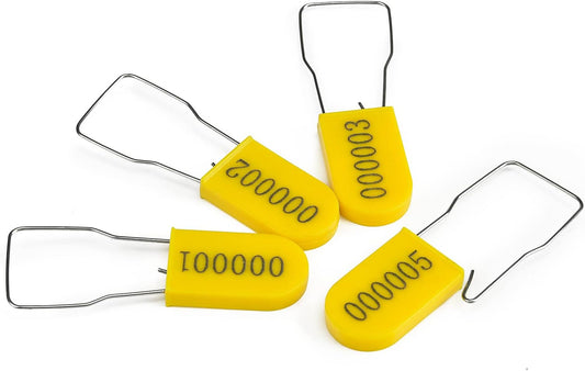 100PCS Plastic Padlock Security Seals Metal Wire Padlocks Electric Meter Seal Disposable Anti-Tamper Lock Numbered Anti Tamper Tag Hasps Yellow