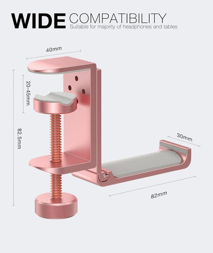 Foldable Headphone Stand and Hook – Aluminum Headset Holder Clamp Mount Under Desk, Universal Fit for Gaming Headphones, Space-Saving Hanger Organizer