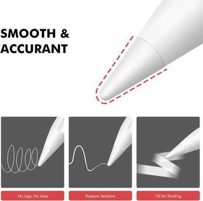 MEKO 4 Pack Replacement Tips for Apple Pencil 1st Gen & 2nd Gen, Pen Nibs for iPad Pro Pencil- White