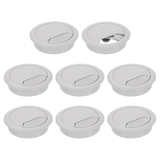 uxcell 8 Pcs 60mm (2.36 Inch) Desk Grommet, Plastic Cable Hole Cover, Wire Cord Cable Organizer for Home Office Computer Desk Cabinet, Gray