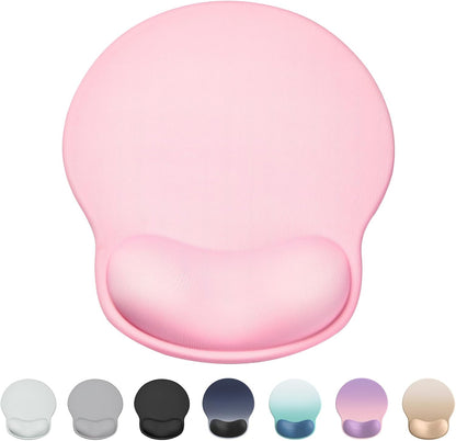 Ergonomic Mouse Pad with Wrist Rest, Large Mousepad(10.6'' x 9''), Office Wrist Support Mouse Mat with Non-Slip Base, Pain Relief for Laptop & Computer（Pink）