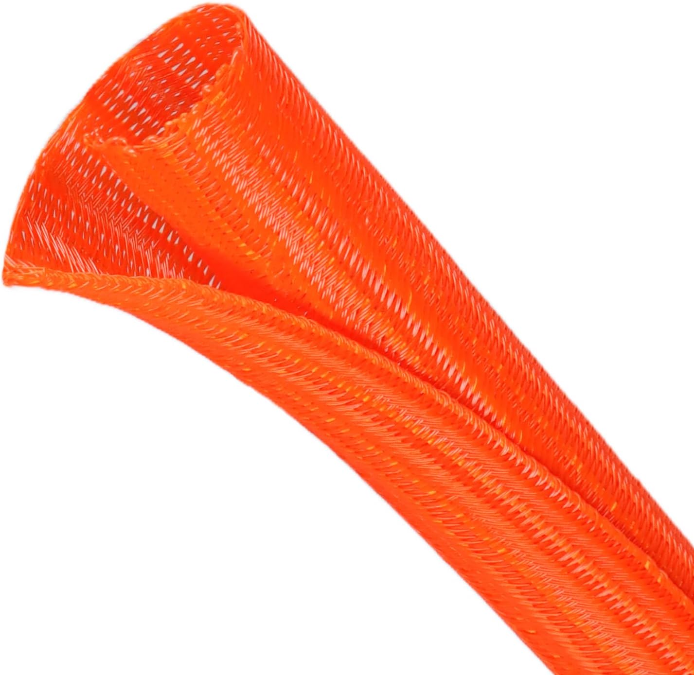Split Wire Loom Tubing, Cable Protector Sleeve, Braided Cable Management for TV/Computer/Home Theater/Engine Bay, Cord Protectors from Pets No Chew (Orange, 1/8"-10ft)