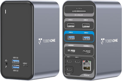 USB C Docking Station Dual Monitor for MacBook Pro, 15 in 2 USB C Laptop Docking Station Dual Monitor HDMI for MacBook Pro/Air with 2 4K HDMI Display, 6 USB A,USB C, SD&Micro SD,LAN, 87W PD 3.0