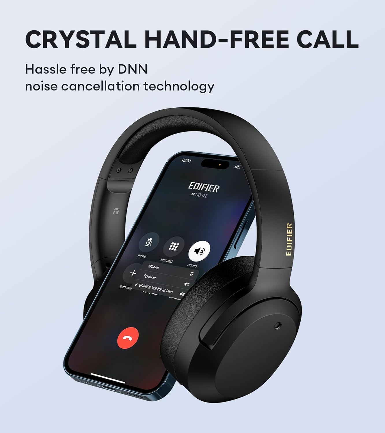 Edifier W820NB Plus Hybrid Active Noise Cancelling Headphones - LDAC Codec - Hi-Res Audio Wireless & Wired - Fast Charge - 49H Playtime - Over Ear Bluetooth V5.2 Headphones- Black