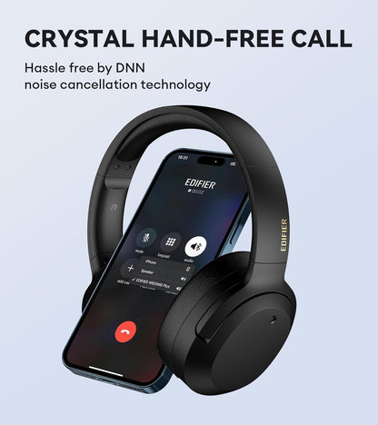 Edifier W820NB Plus Hybrid Active Noise Cancelling Headphones - LDAC Codec - Hi-Res Audio Wireless & Wired - Fast Charge - 49H Playtime - Over Ear Bluetooth V5.2 Headphones- Black
