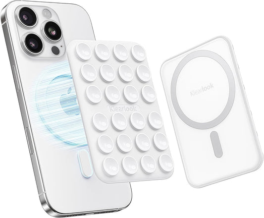 Klearlook Magnetic Suction Phone Mount for MagSafe Case, Removable Sticky Phone Grip Holder for Hands-Free Makeup/Selfie/Live Streaming/Vlog for TikTok & Instagram Influencer/Creator, Classic White
