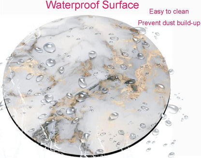 Mouse Pad, White Gold Marble Customized Premium-Textured Round Mouse Pad, Washable Mousepads with Lycra Cloth, Non-Slip Rubber Base Computer Mouse Pads for Wireless Mouse