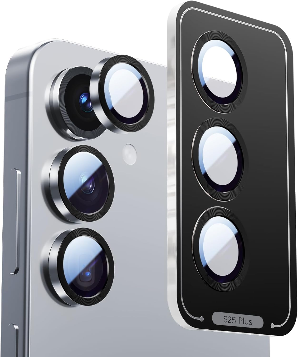 X-it Camera Lens Protector for Samsung S25 Plus, 9H Tempered Glass, Independent Metal Aluminum Edge Original Protection Design, Suitable for Phone Case, Anti-scratch, Anti-reflective,Blue