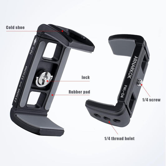 Power Bank Clamp Holder,Camera Cage,with 1/4" Screw,Cold Shoe Mount,Phone Holder Clip [Thick Case & Big Phones Friendly],Radar Detector Mount for Truck Compaitbale with Anker Power Bank