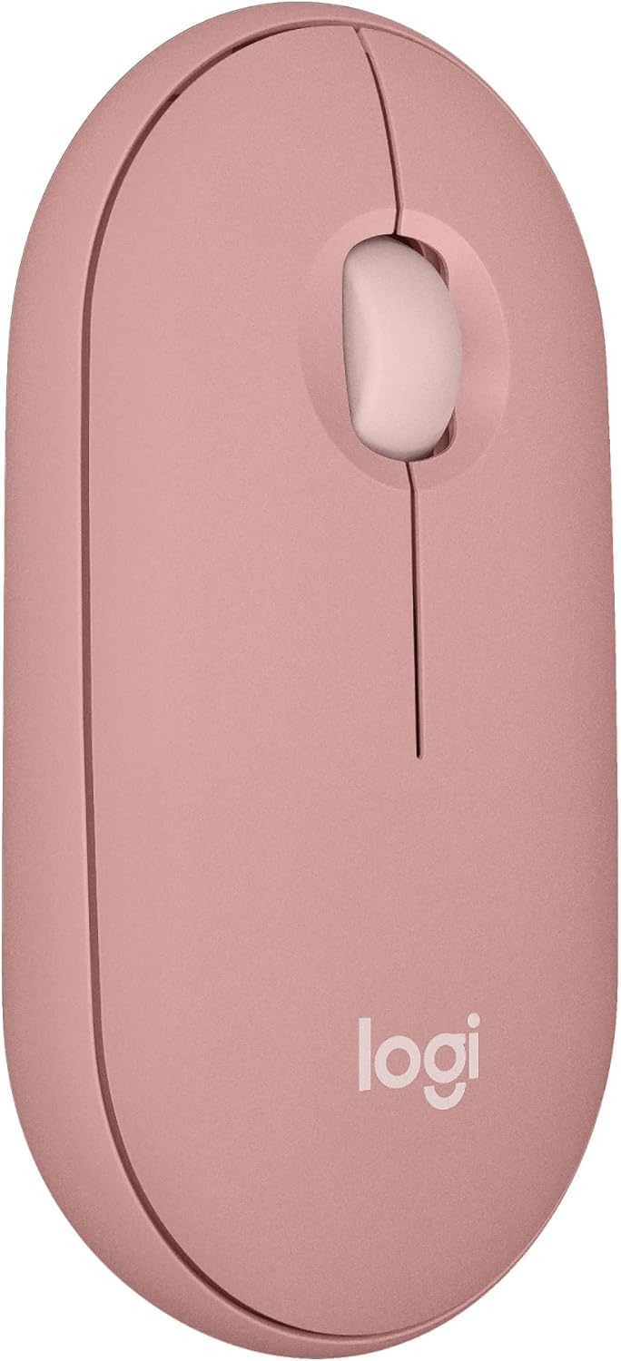 Logitech Pebble Mouse 2 M350s Slim Bluetooth Wireless Mouse, Portable, Lightweight, Customizable Button, Quiet Clicks, Easy-Switch for Windows, macOS, iPadOS, Android, Chrome OS - Tonal Rose
